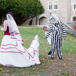 woodwedding bridalpartyfamily 128 32119037922 o - This laid-back wedding had bridesmaids in white and a BEETLEJUICE officiant woodwedding bridalpartyfamily 128 32119037922 o