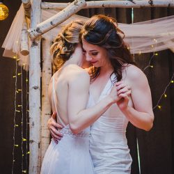 Trapeze, tulle, and two ladies at a gorgeous Seattle wedding