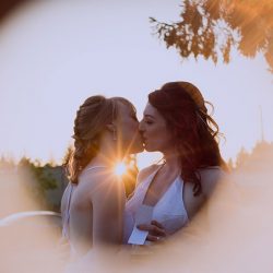Trapeze, tulle, and two ladies at a gorgeous Seattle wedding