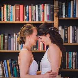 Trapeze, tulle, and two ladies at a gorgeous Seattle wedding