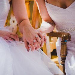 Trapeze, tulle, and two ladies at a gorgeous Seattle wedding