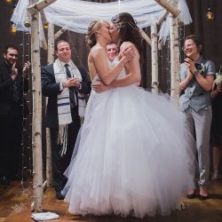 Trapeze, tulle, and two ladies at a gorgeous Seattle wedding