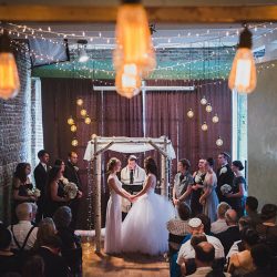 Trapeze, tulle, and two ladies at a gorgeous Seattle wedding