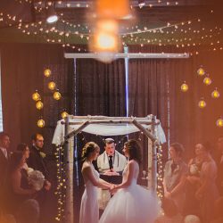 Trapeze, tulle, and two ladies at a gorgeous Seattle wedding