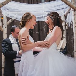 Trapeze, tulle, and two ladies at a gorgeous Seattle wedding
