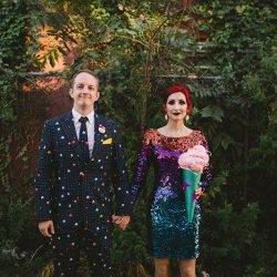 Cotton candy, smoke bombs, and LED outfits shine at this wonderfully weird Austin wedding