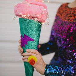 Cotton candy, smoke bombs, and LED outfits shine at this wonderfully weird Austin wedding