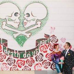 Cotton candy, smoke bombs, and LED outfits shine at this wonderfully weird Austin wedding
