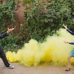 Cotton candy, smoke bombs, and LED outfits shine at this wonderfully weird Austin wedding