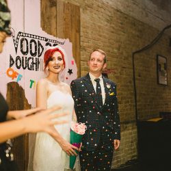 Cotton candy, smoke bombs, and LED outfits shine at this wonderfully weird Austin wedding