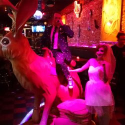 Cotton candy, smoke bombs, and LED outfits shine at this wonderfully weird Austin wedding