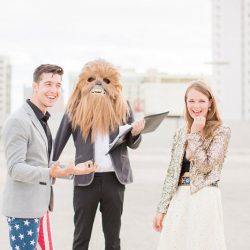 A quirky rooftop elopement in Las Vegas (with special guest Chewbacca!)
