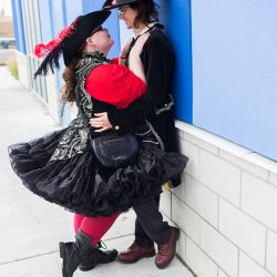 Two daredevils had an indoor skydiving elopement (dressed as pirates!)