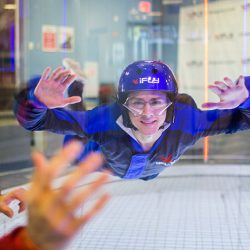 Two daredevils had an indoor skydiving elopement (dressed as pirates!)