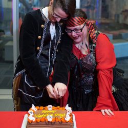 Two daredevils had an indoor skydiving elopement (dressed as pirates!)