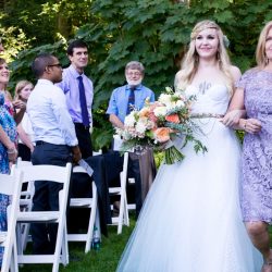 Cats, balloons, and gold glitter at this boho Portland wedding