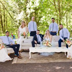 Cats, balloons, and gold glitter at this boho Portland wedding