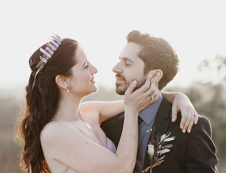 Art, succulents, & a crystal crown at this vegan eco-friendly wedding (all for under $2200!)