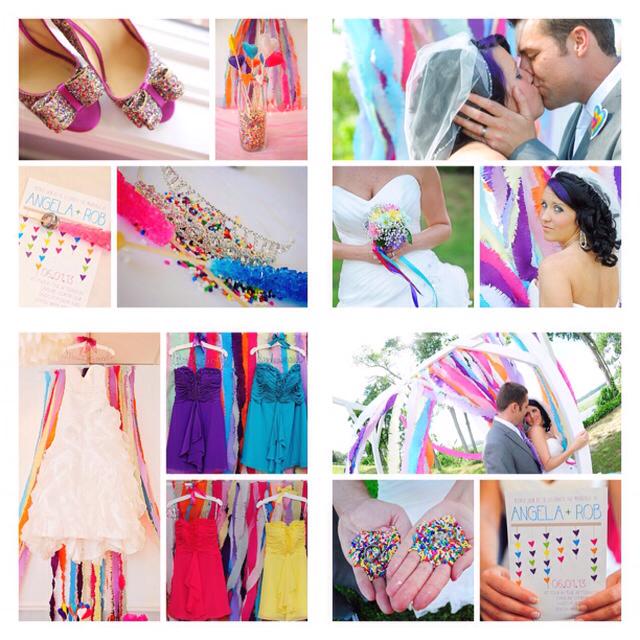 Angela & Rob’s rainbow sprinkles and glitter wedding