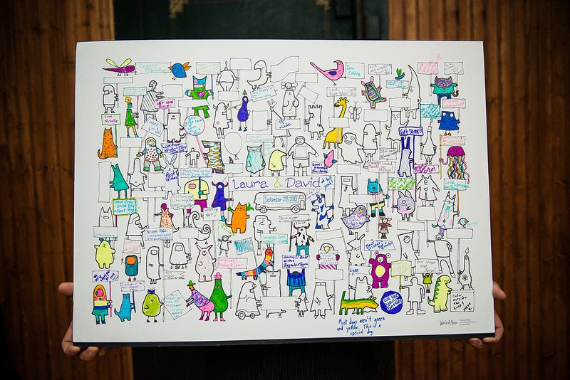Have guests color in this cartoon character guestbook