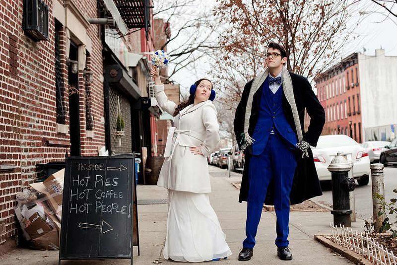 Laura & Michael’s blue winter wedding in Brooklyn