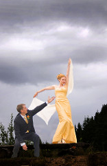 Check the DRAMA of this yellow wedding dress