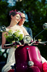 Jessi & Sean’s Outdoor Vintage Scooter Wedding