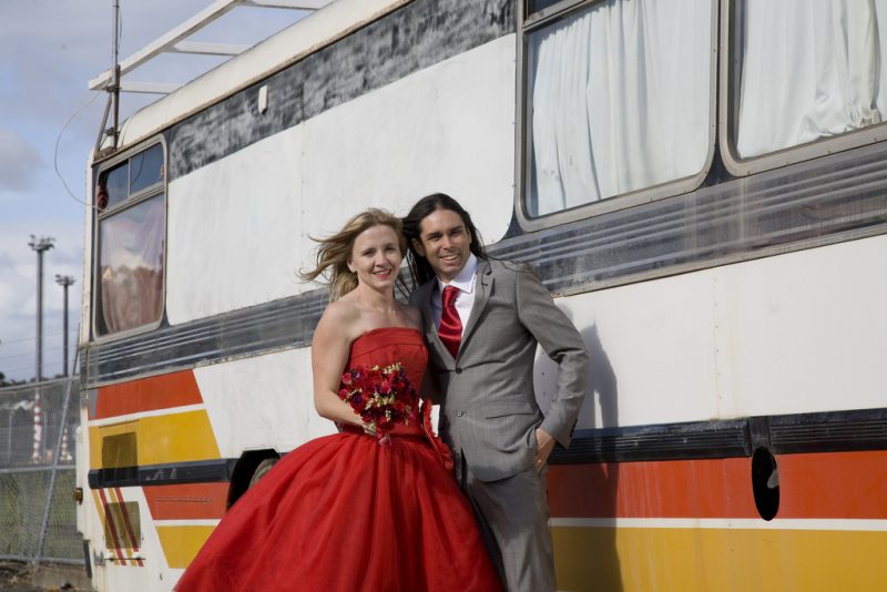 Clare & Shaun’s retro red industrial wedding