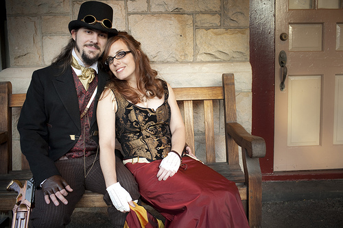 Michele & Matt’s steampunk, cocktail party wedding