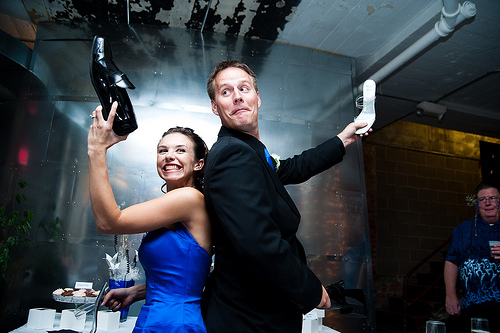 Kate & Nate’s dark blue wedding with shoe games