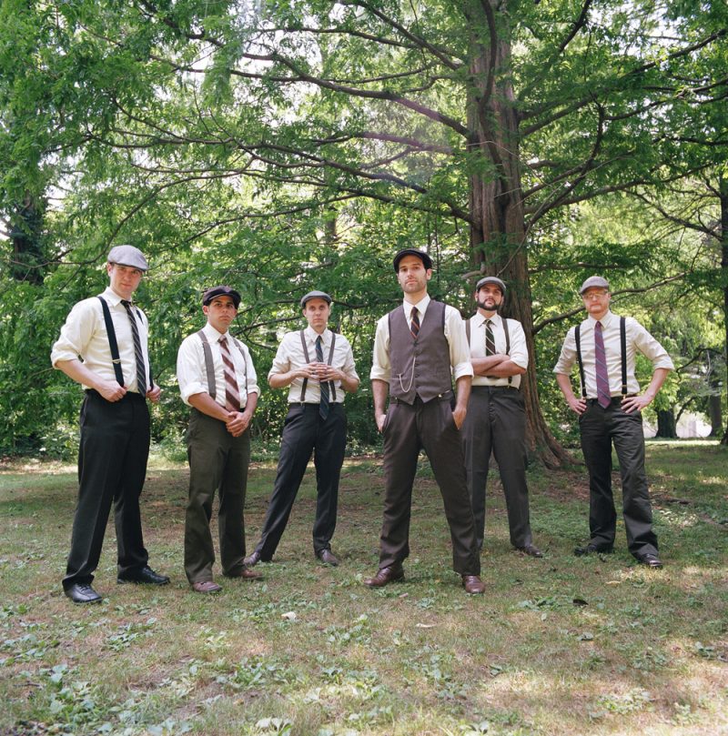 Groomsmen fashion inspiration: suspenders & mismatched ties