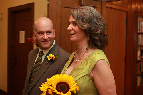 Beth & Jay’s sunflower, kid-friendly, 40-something wedding
