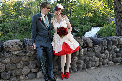 Joan and Tom’s upcycled carnival cabaret wedding