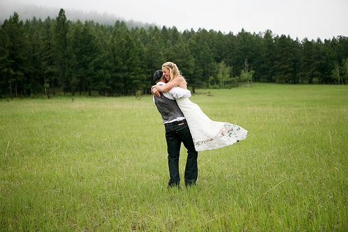 Ally & Jake’s quirky, rainy-day wedding and barn party in the mountains