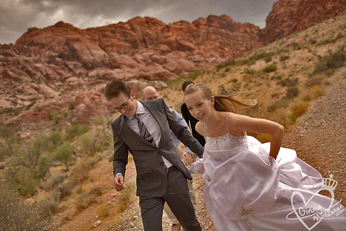 Ginny & Rob’s no-budget, desert canyon, sci-fi wedding party
