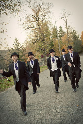 Reinventing the tuxedo with offbeat grooms
