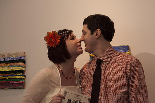 Natalie and Ry’s casual art gallery budget wedding