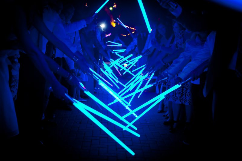 A lightsaber wedding exit as a galactic send-off!