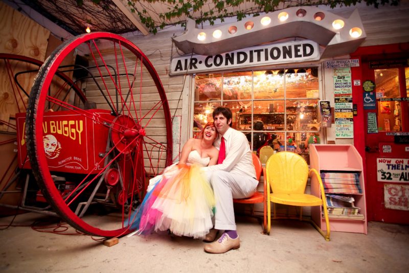 Stephanie & Charlie’s Mystery House rainbow wedding