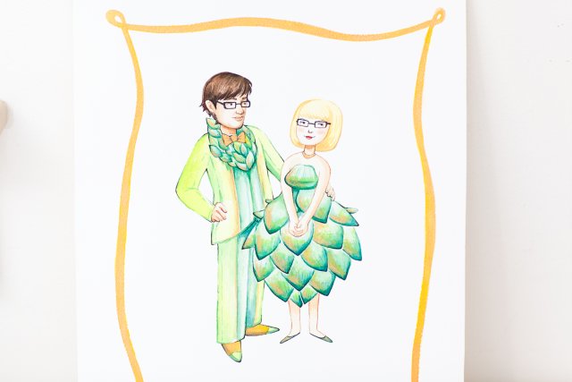 Heidi & Ed’s artichoke and asparagus-themed handmade wedding