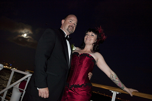 Carolyn & Pete’s burlesque wedding and zombie boat ride