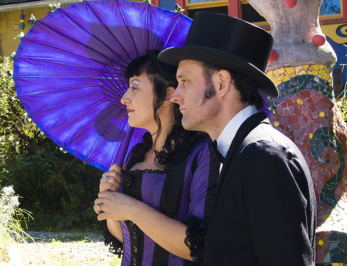 Stephanie & Peter’s technicolor candy house wedding