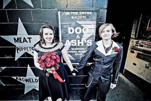 Erin & Ash’s rocker wedding in a dirty bar