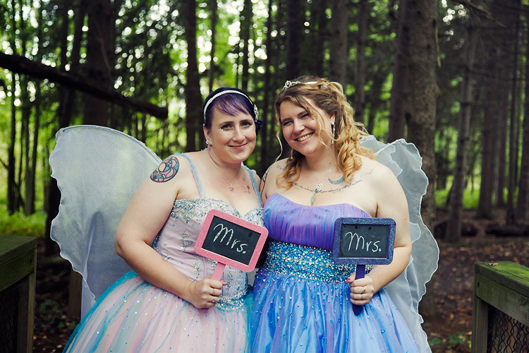 Rainbows and sparkly fairies at a newly-legal lesbian wedding in New York