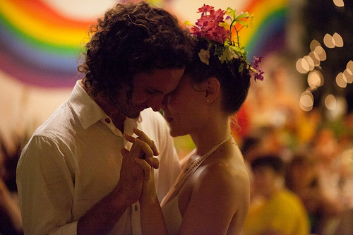 Liz & Joseph’s rainbow flowery garden wedding