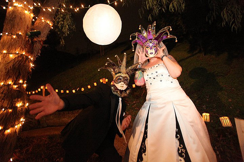 Stacy & Jeff’s backyard masquerade glam wedding