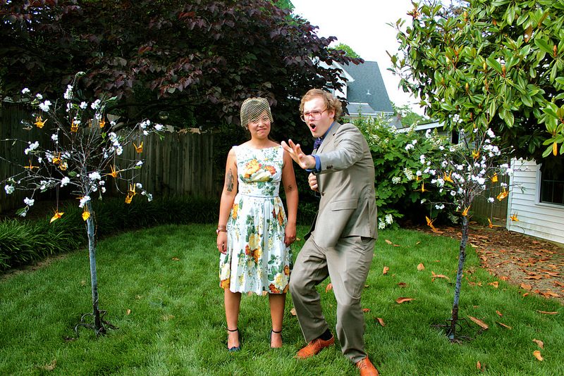 Danni & Zach’s intimate backyard burlap-covered wedding