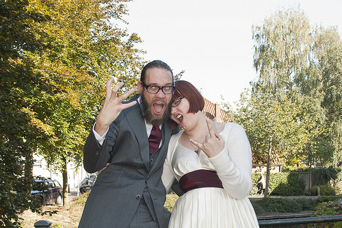 Lydia & Johan’s metal-inspired relaxed wedding (with skits!)