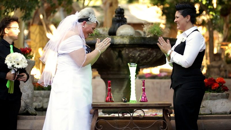 Use glow sticks instead of sand to electrify your unity ceremony
