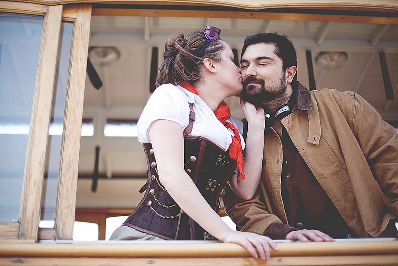 Ashley & Jake’s steampunk adventure trolley wedding